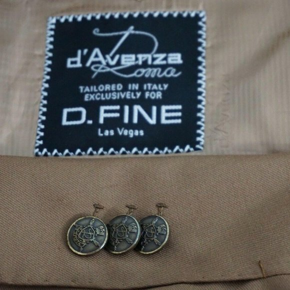 d’Avenza Khaki Brown Metal Logo Button Sport Coat